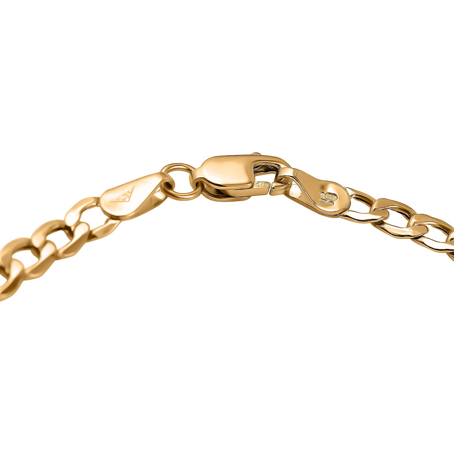 9K Yellow Gold Bevelled Flat Curb Bracelet (Size - 7.5)