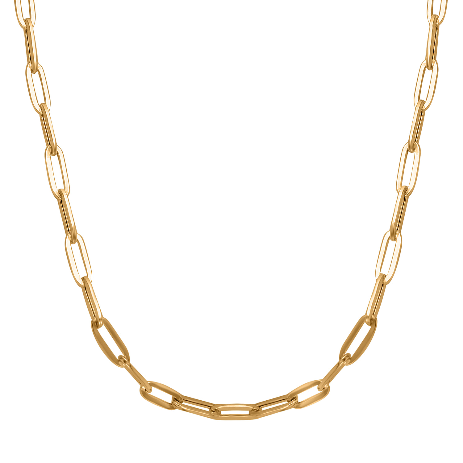 One Time Deal- 9K Yellow Gold Paper Clip Necklace (Size - 18)