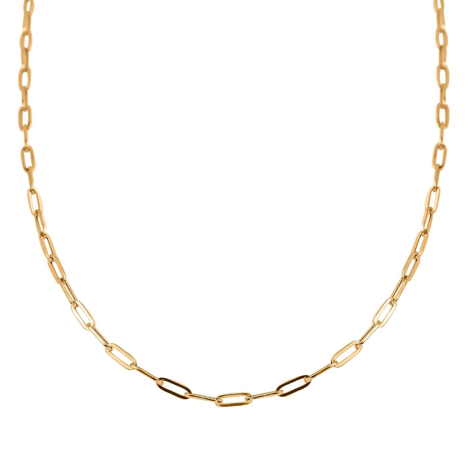 One Time Deal- 9K Yellow Gold Paper Clip Necklace (Size - 20)
