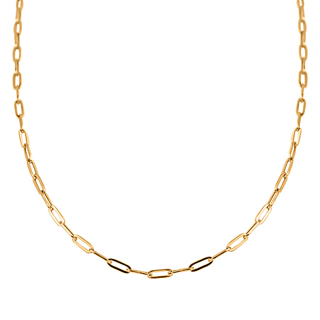 One Time Deal- 9K Yellow Gold Paper Clip Necklace (Size - 20)