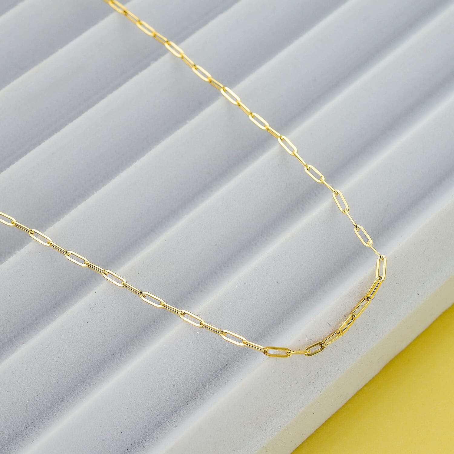 One Time Deal- 9K Yellow Gold Paper Clip Necklace (Size - 20)
