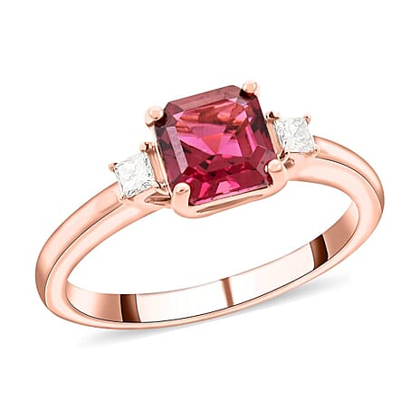 ILIANA - Appraised and Certified Rare AAAA Rubellite and Diamond (SI-G-H) Ring in 18K Rose Gold 1.40 ct