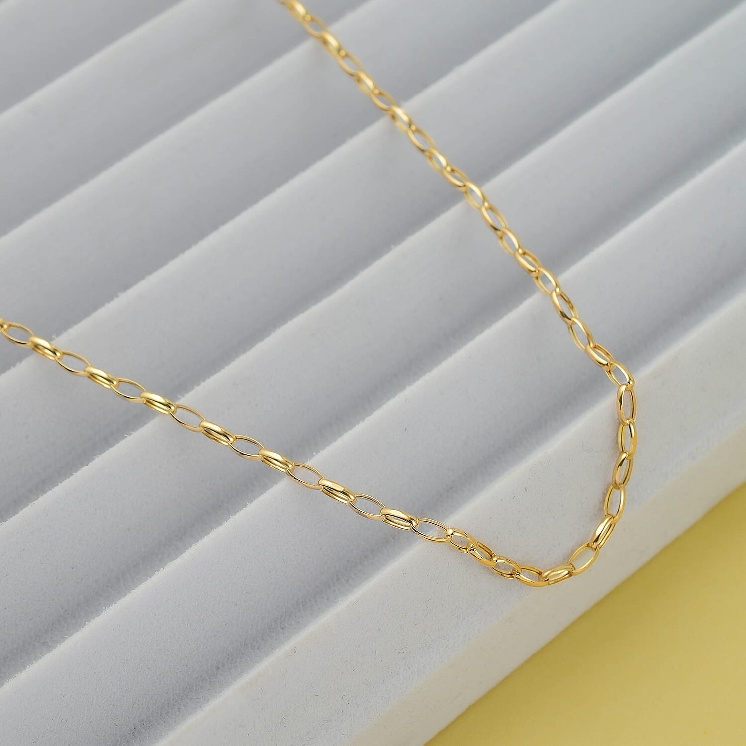 One Time Deal-Italian Made- 9K Yellow Gold Diamond Cut Belcher Necklace (Size - 20)