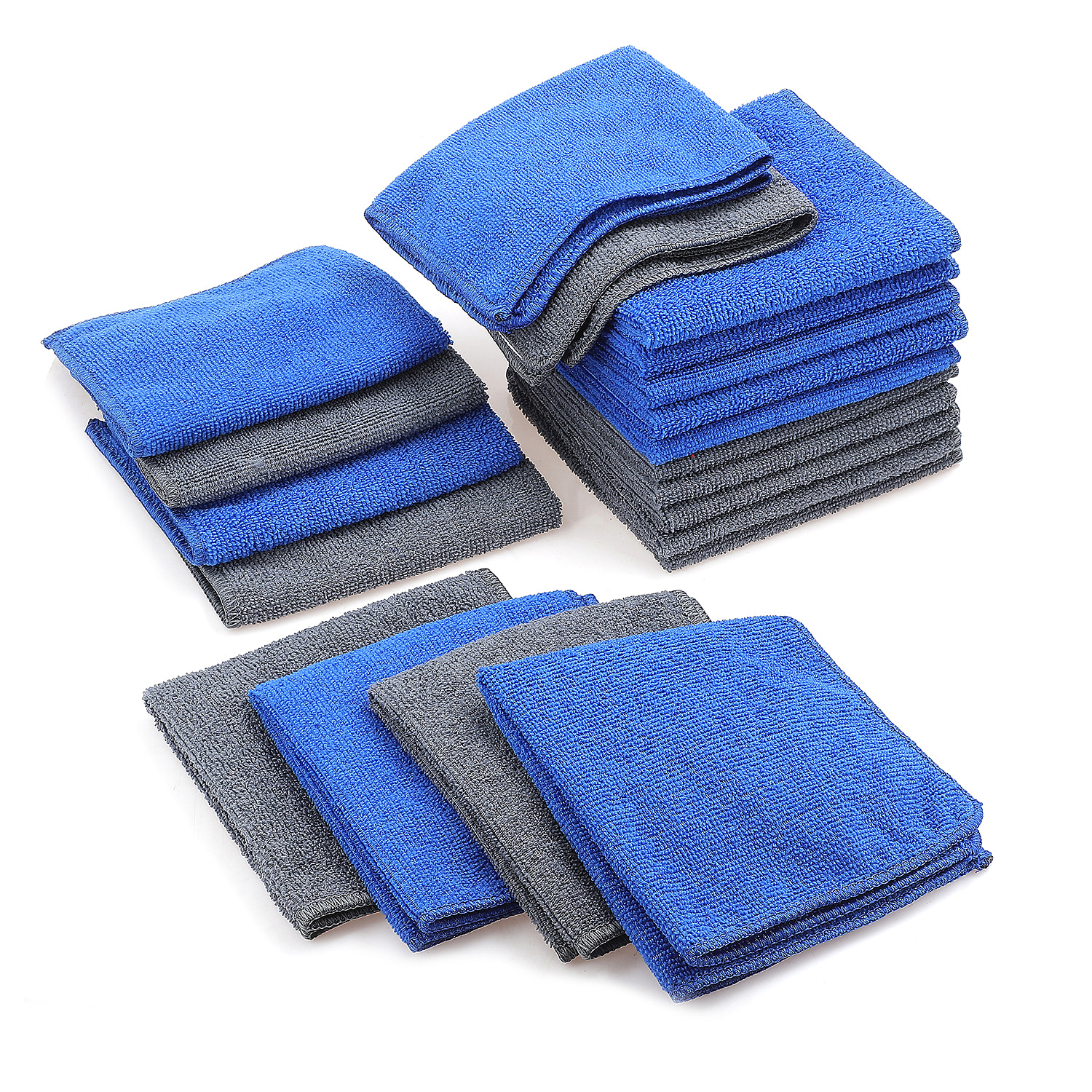 Set of 20 Micro Terry Dish Cloth - Blue and Grey