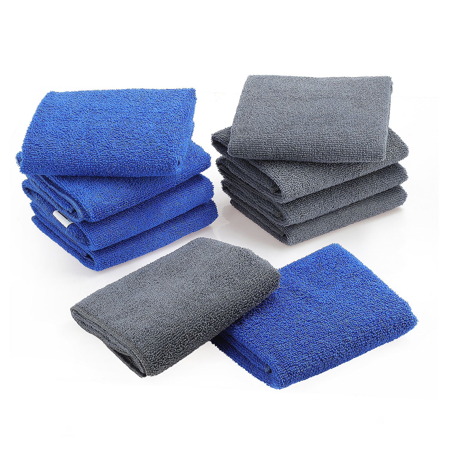 Set of 10 Micro Terry Dish Cloth - Blue and Grey
