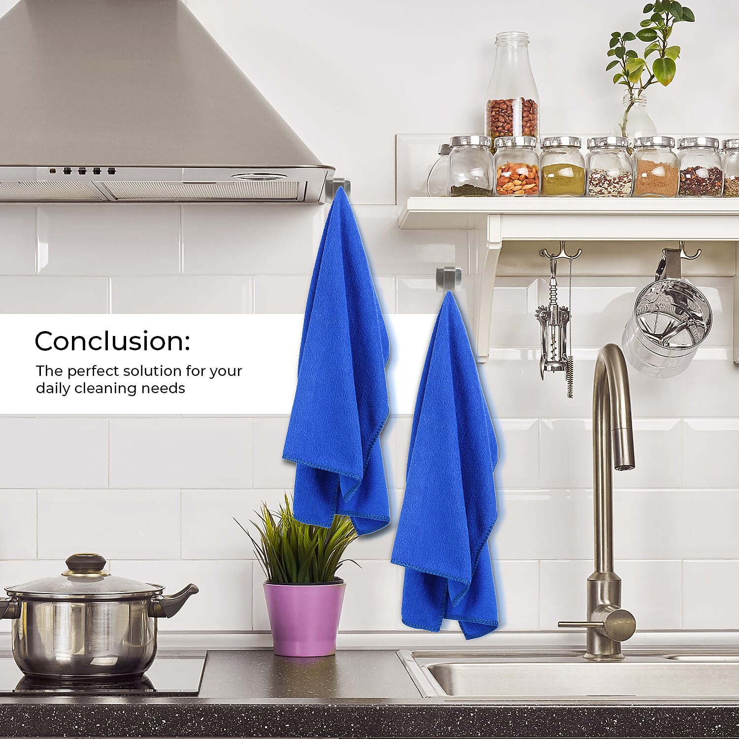 Set of 10 Micro Terry Dish Cloths (Size 60x40 cm) - Blue - Grey