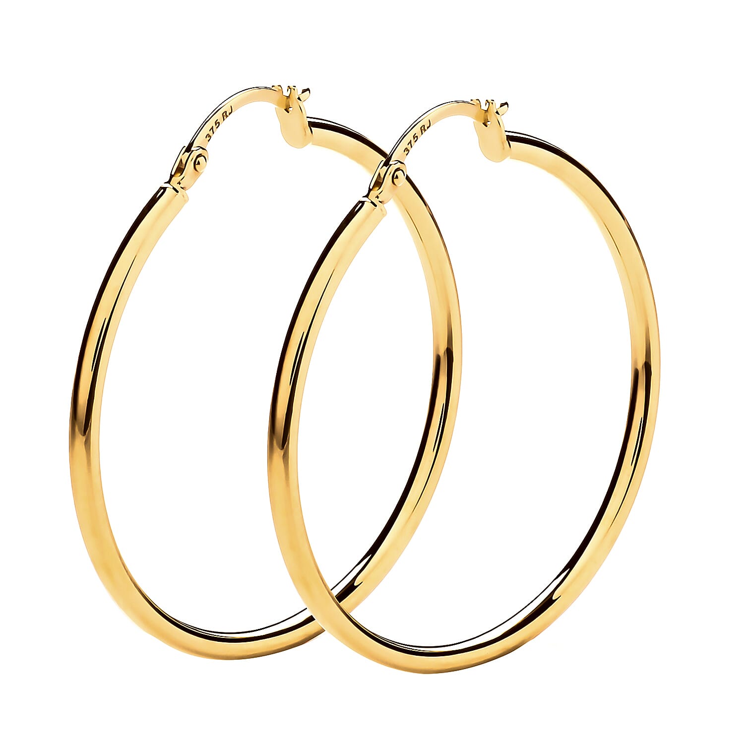 9K Yellow Gold Shiny Hoop Earrings