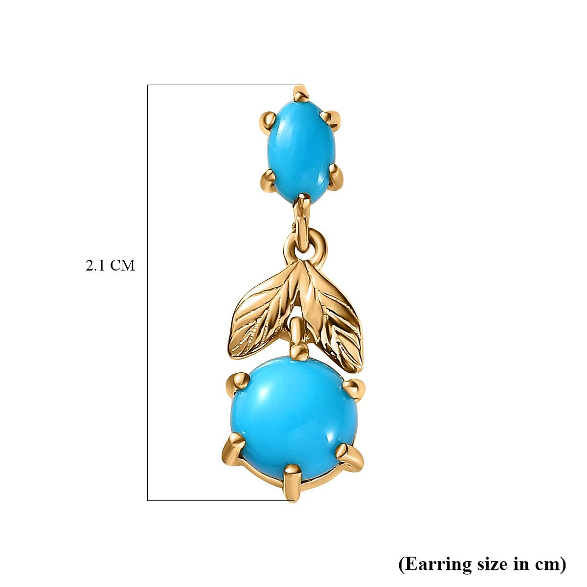 Tucson Special - Arizona Sleeping Beauty Turquoise Dangle Earrings in 18K Yellow Gold Vermeil Plated Sterling Silver 2.46 Ct.