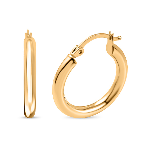 9K Yellow Gold Shiny Hoop Earrings - 7663204 - TJC