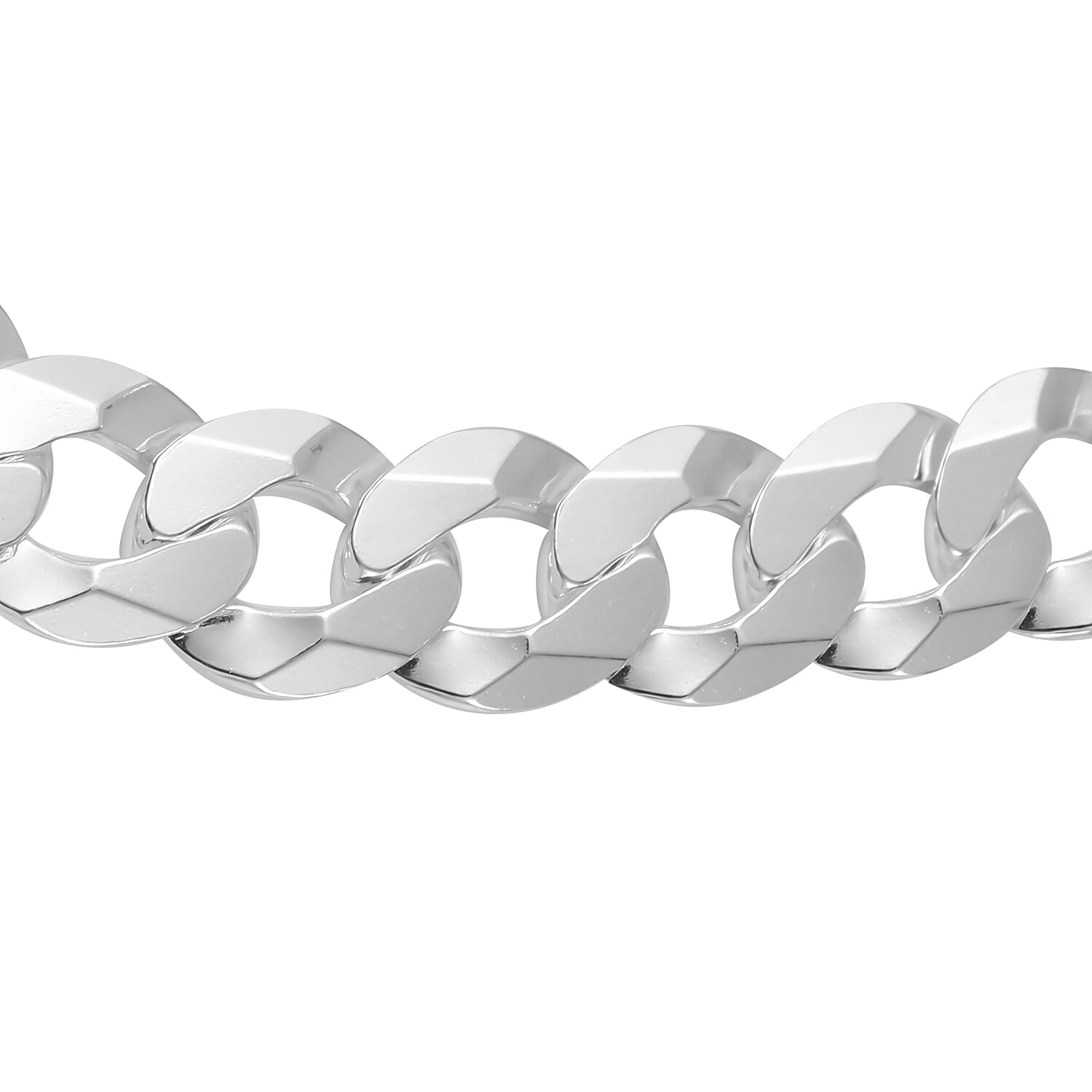 Sterling Silver Flat Curb Bevelled Edge Necklace (Size - 22), Silver Wt. 101.00 Gms