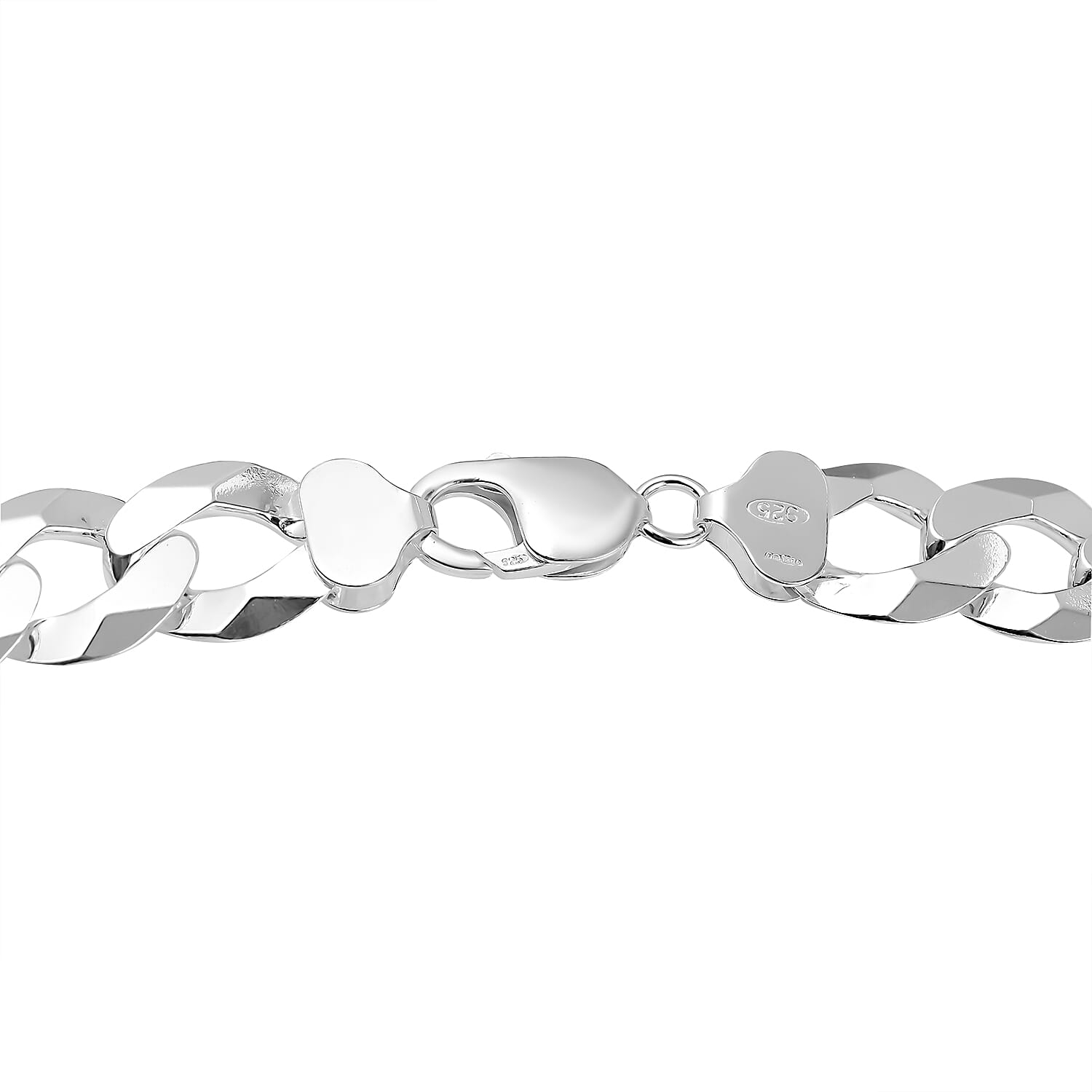 Sterling Silver Flat Curb Bevelled Edge Necklace (Size - 22), Silver Wt. 101.00 Gms