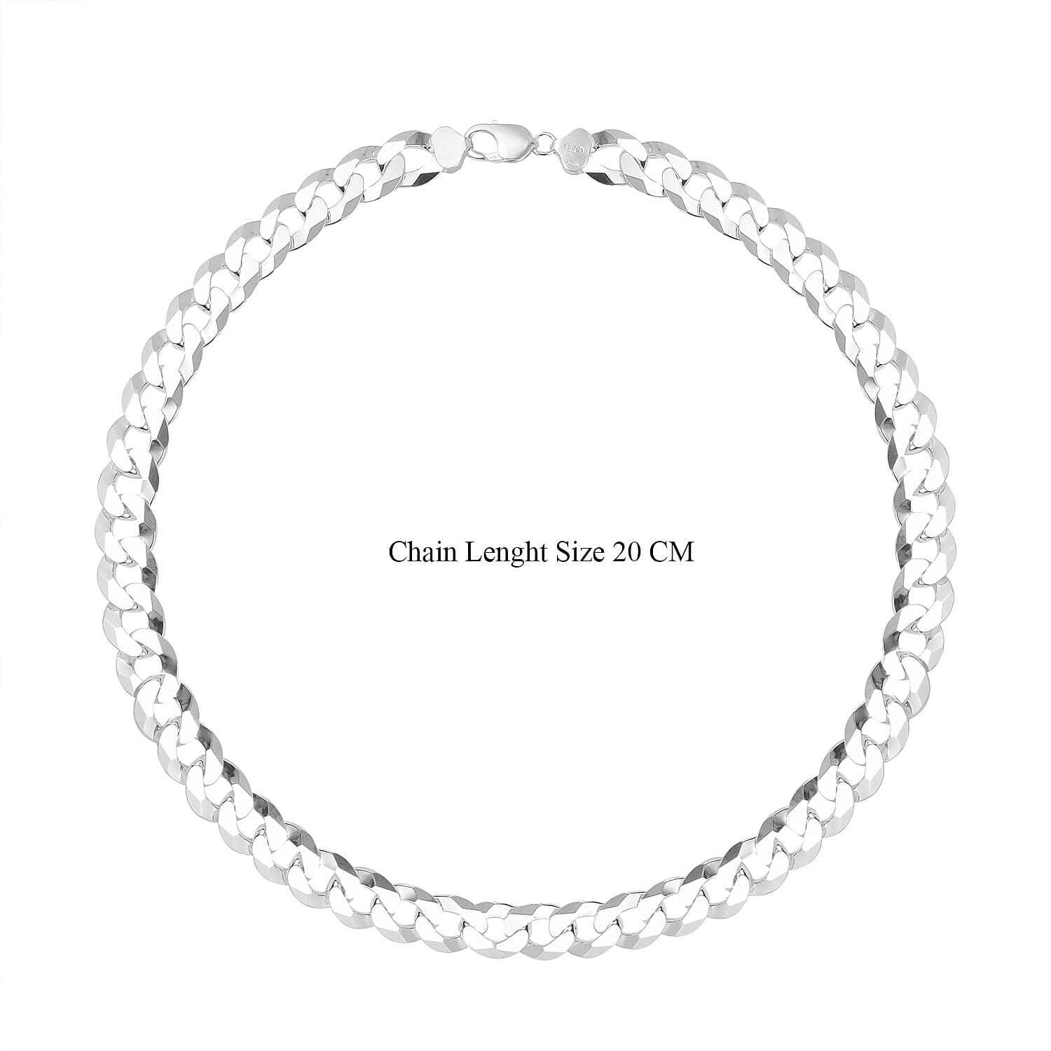 Sterling Silver Flat Curb Bevelled Edge Necklace (Size - 22), Silver Wt. 101.00 Gms