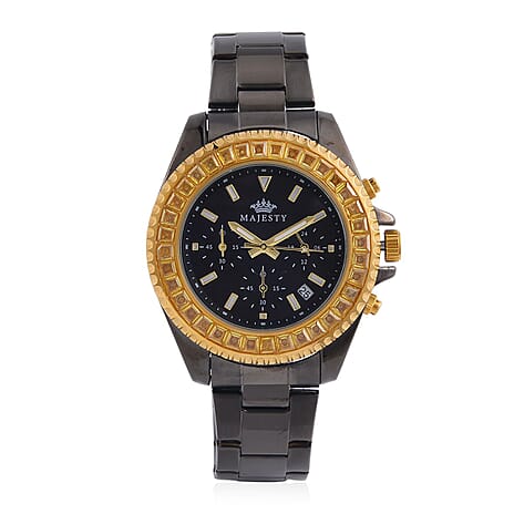 MAJESTY Limited Edition Multi-Function Champagne CZ Dial 3ATM WR Watch With Gift Box
