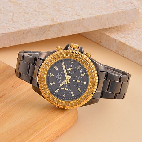 MAJESTY Limited Edition Multi-Function Champagne CZ Dial 3ATM WR Watch With Gift Box