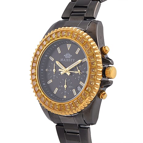 MAJESTY Limited Edition Multi-Function Champagne CZ Dial 3ATM WR Watch With Gift Box