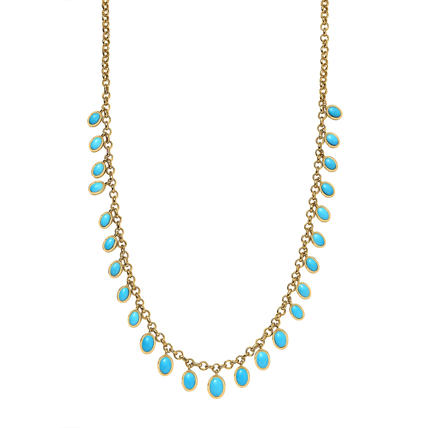 Sleeping Beauty Turquoise Fancy Necklace (Size - 20) in 18K