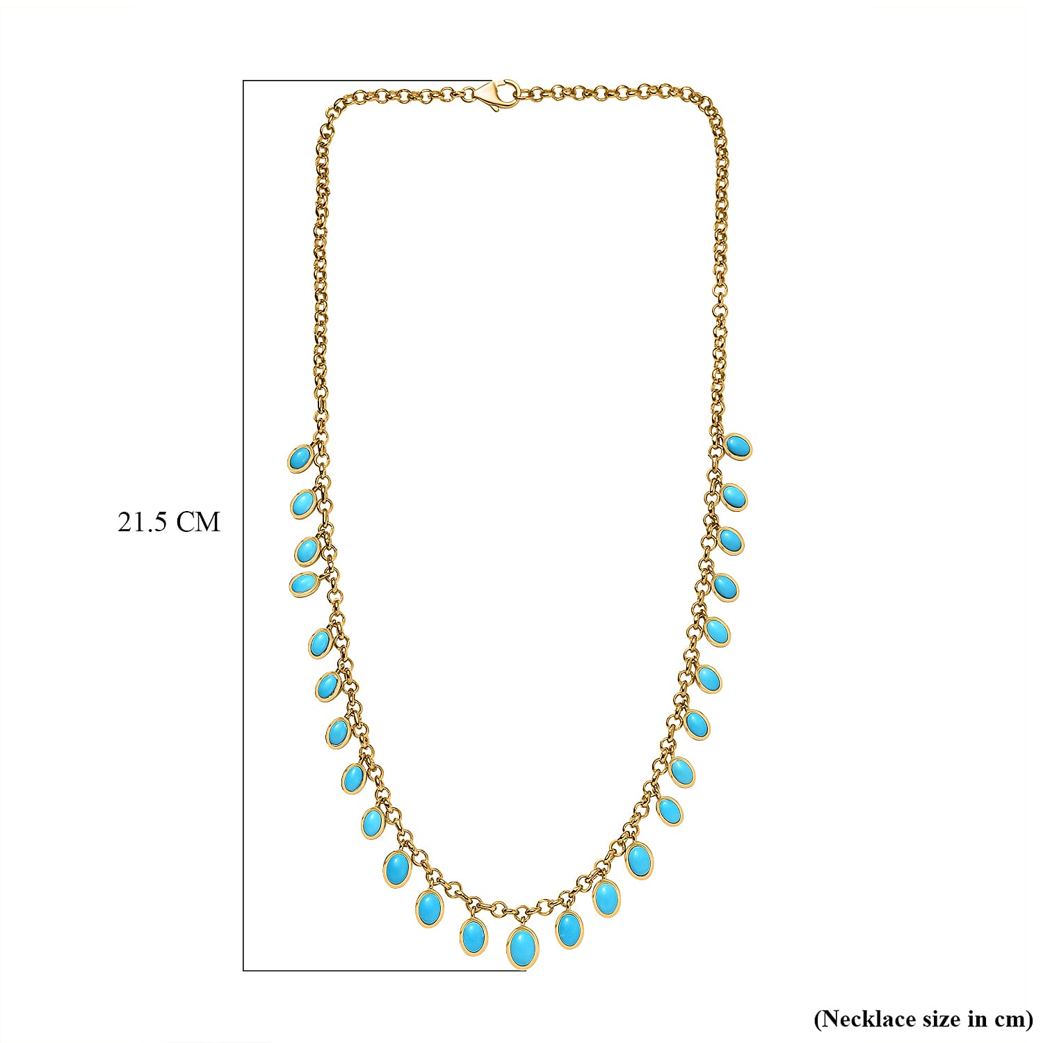 Tucson Special - Arizona Sleeping Beauty Turquoise Necklace (Size - 20) in 18K Yellow Gold Vermeil Plated 13.84 Ct, Silver Wt 26.07 GM
