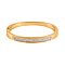 White Austrian Crystal Bangle (Size 7) in Yellow Gold Tone