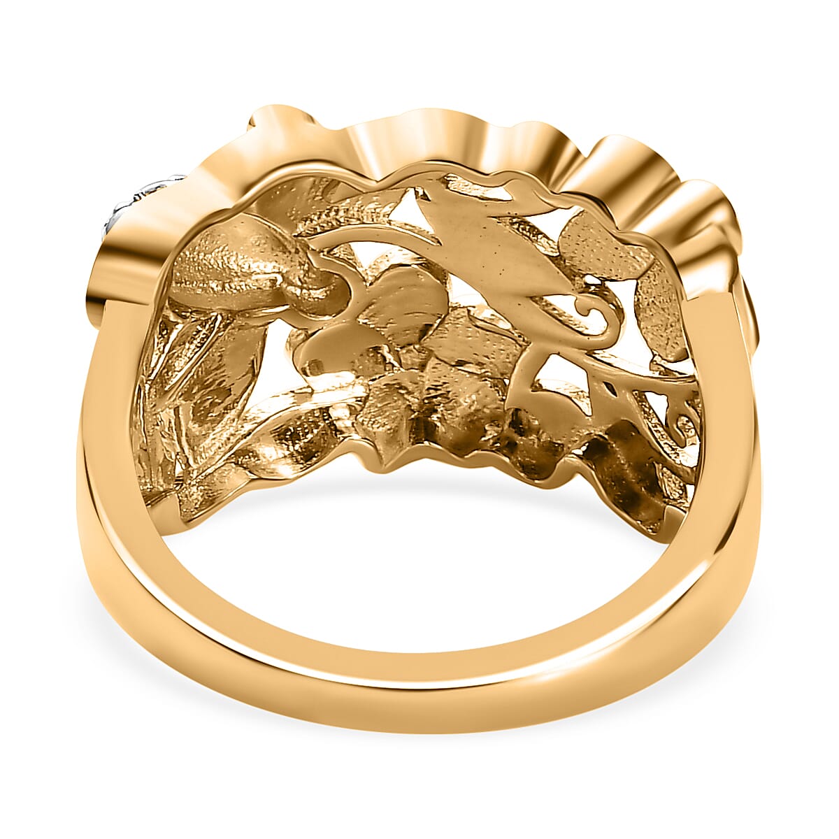 White Diamond  Cluster Ring in Vermeil YG Sterling Silver 0.01 ct  0.005  Ct.