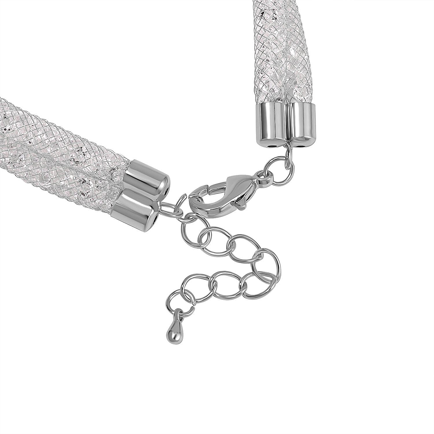 Manhattan Close Out Deal- White Austrian Crystal Knot Bracelet (Size - 7.5-2 Inch Ext.)