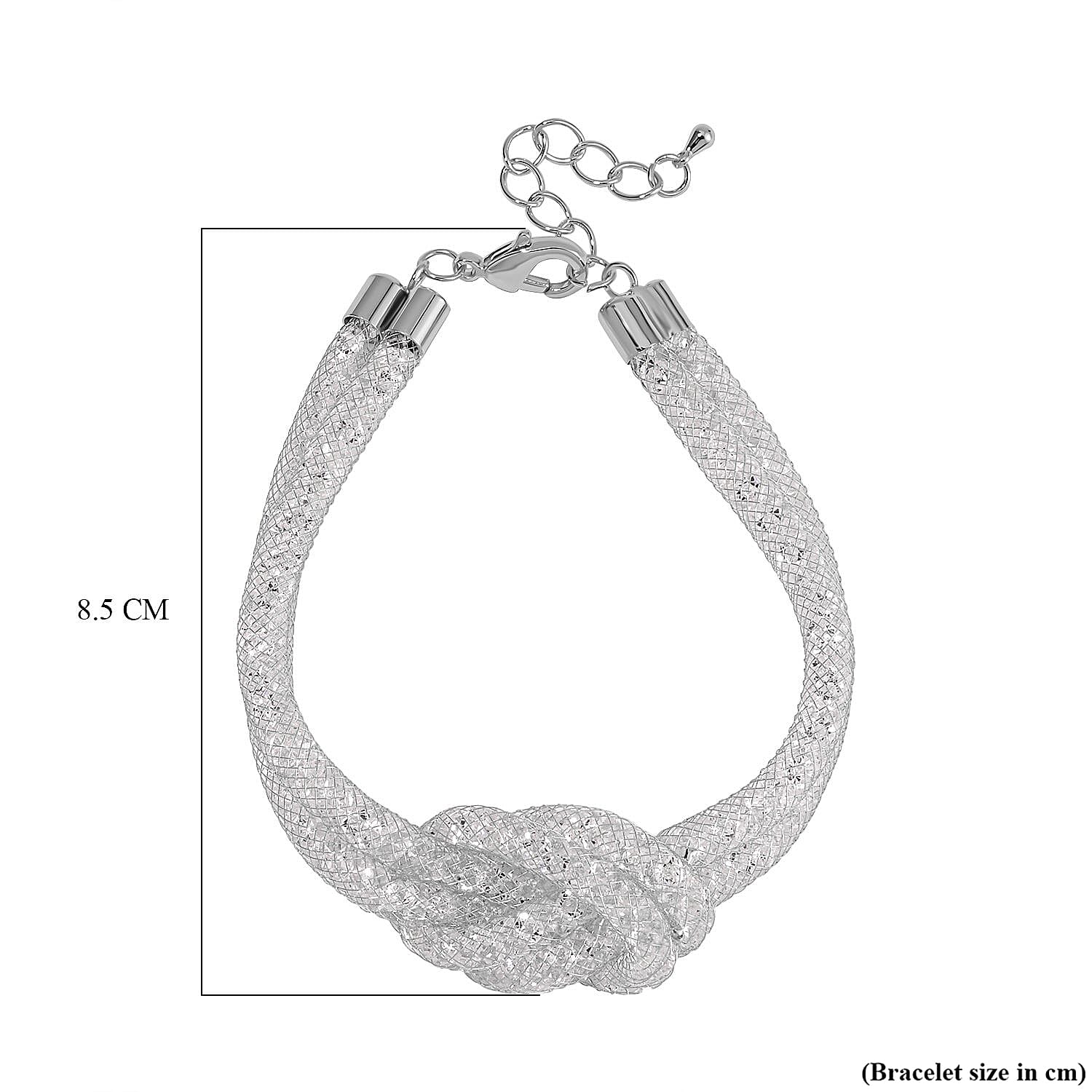 Manhattan Close Out Deal- White Austrian Crystal Knot Bracelet (Size - 7.5-2 Inch Ext.)