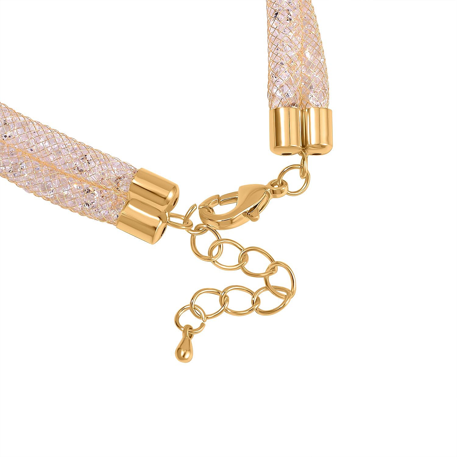 Designer Inspired - White Austrian Crystal Knot Bracelet (Size - 7.5-2 Inch Ext.)