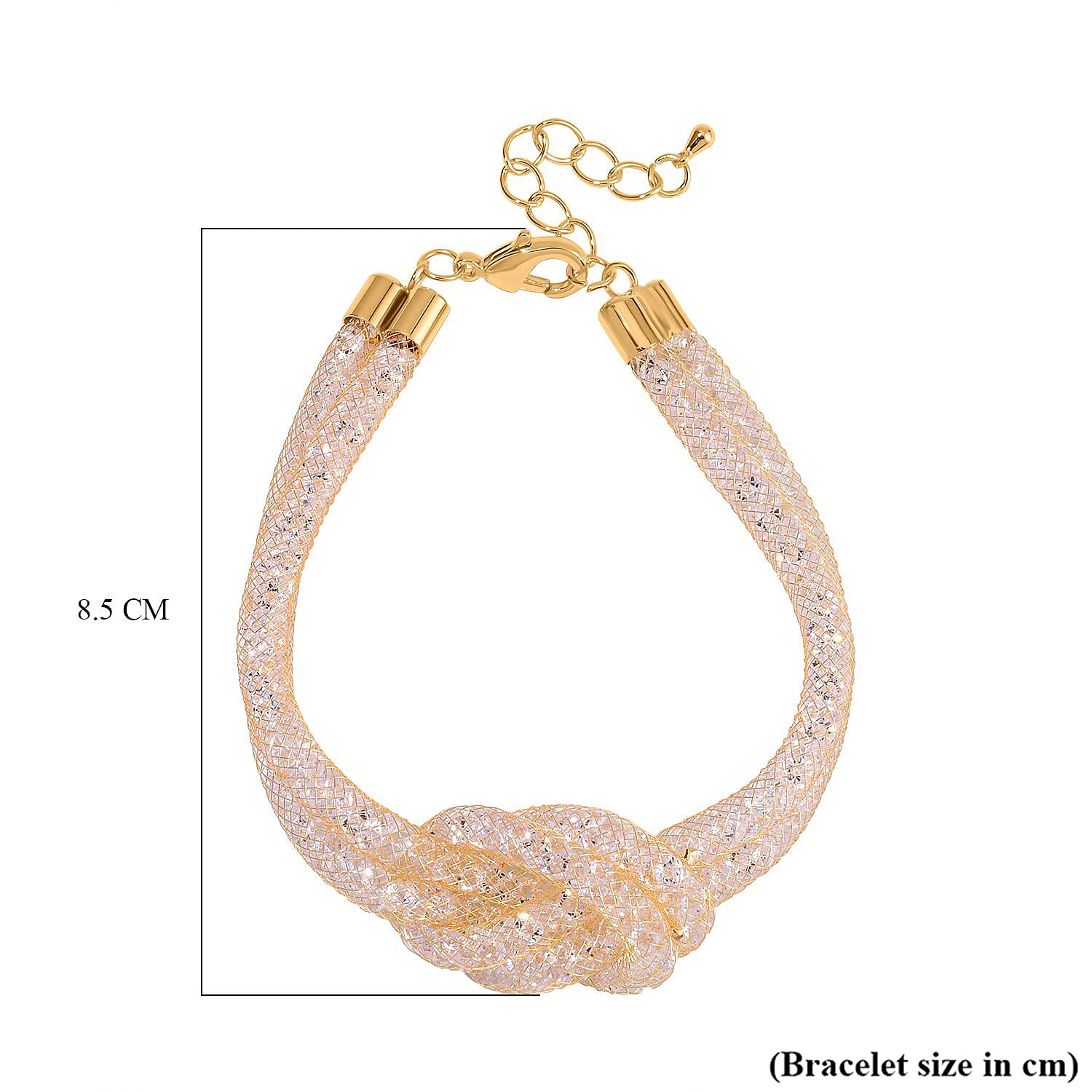 Designer Inspired - White Austrian Crystal Knot Bracelet (Size - 7.5-2 Inch Ext.)