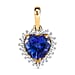 14K Yellow Gold AAA Tanzanite & Diamond Heart Halo Pendant 1.93 Ct
