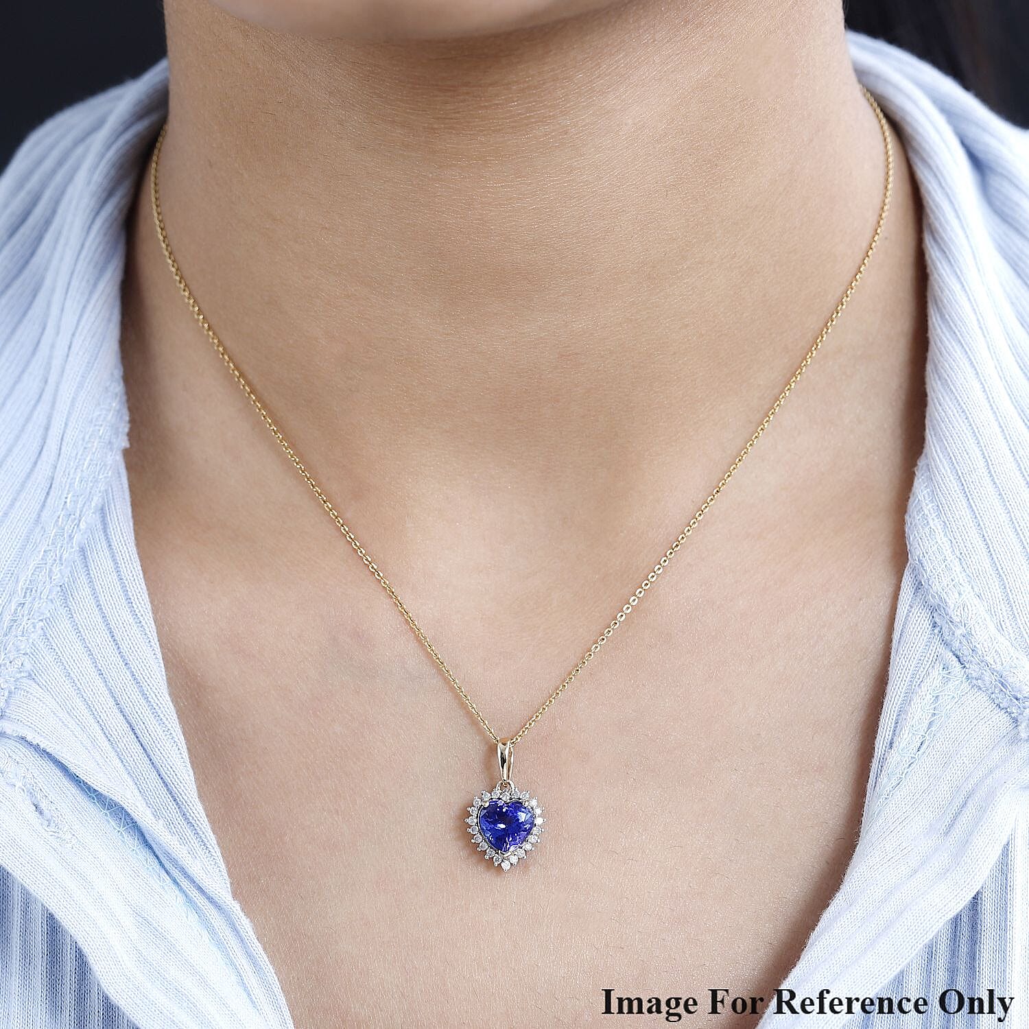 14K Yellow Gold AAA Tanzanite & Diamond Heart Halo Pendant 1.93 Ct