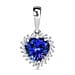 14K Yellow Gold AAA Tanzanite & Diamond Heart Halo Pendant 1.93 Ct