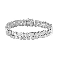 Platinum Overlay Sterling Silver Bracelet (Size - 7.5), Silver Wt. 17.61 Gms