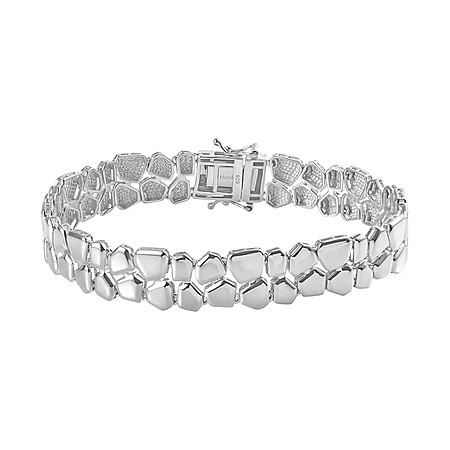 Platinum Overlay Sterling Silver Bracelet (Size - 7.5), Silver Wt. 17.61 Gms