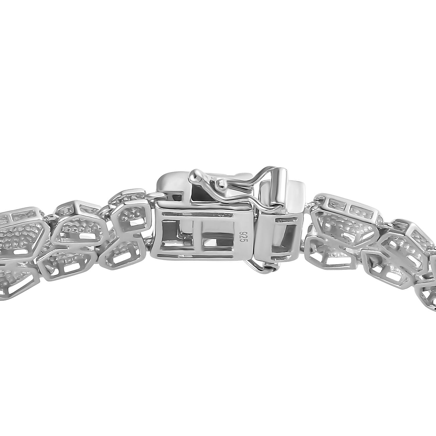 Platinum Overlay Sterling Silver Bracelet (Size - 7.5), Silver Wt. 17.61 Gms