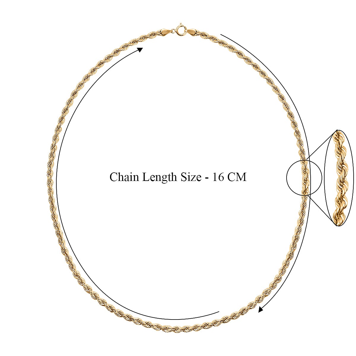 Italian Made One Time Close Out 9K Yellow Gold Rope Necklace (Size - 18) Gram Wt - 4.20 Gms