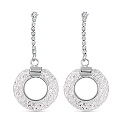 White Austrian Crystal Circle Dangle Earrings