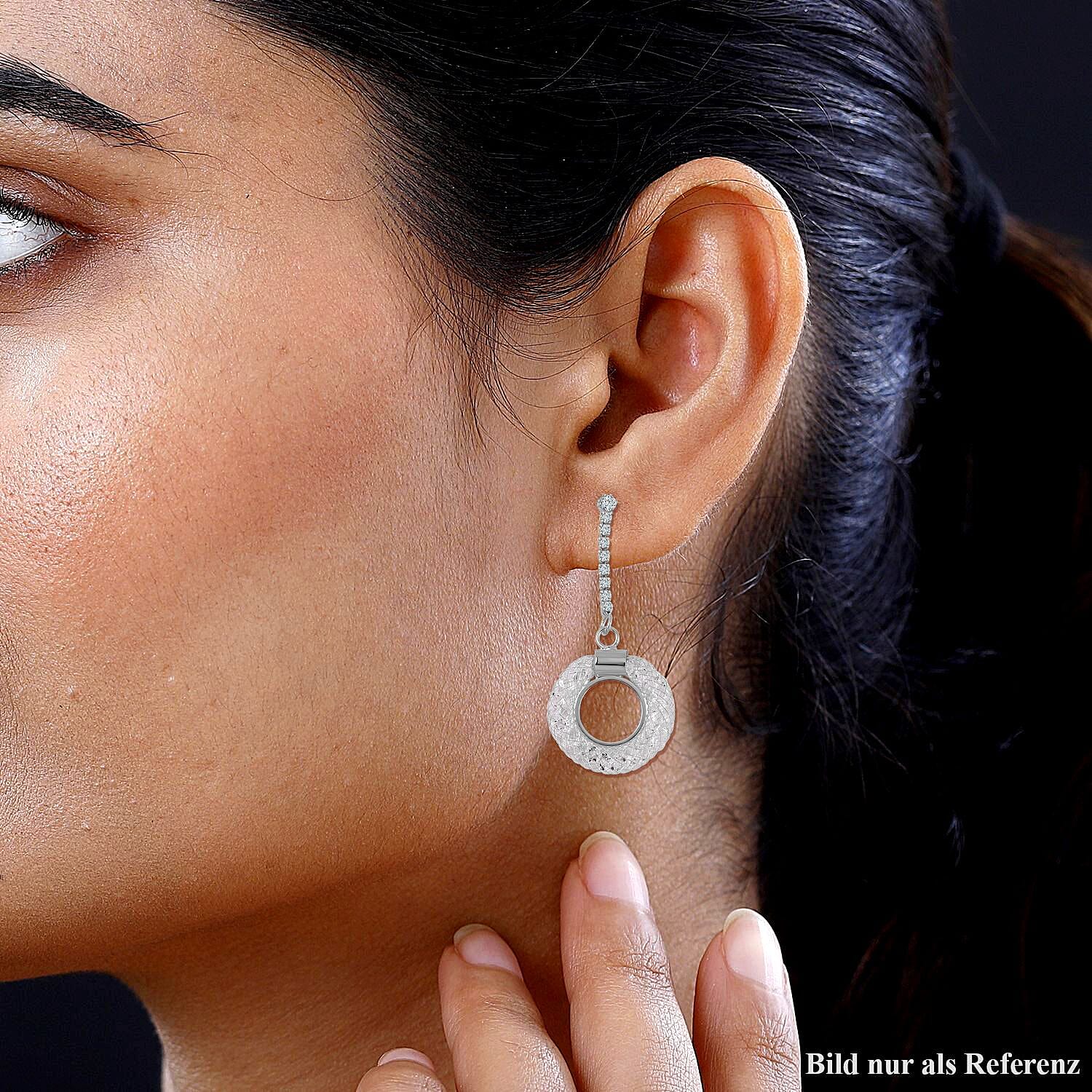 White Austrian Crystal Circle Dangle Earrings