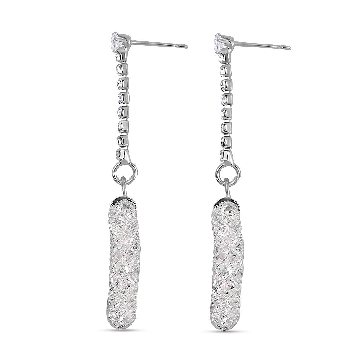 White Austrian Crystal Circle Dangle Earrings