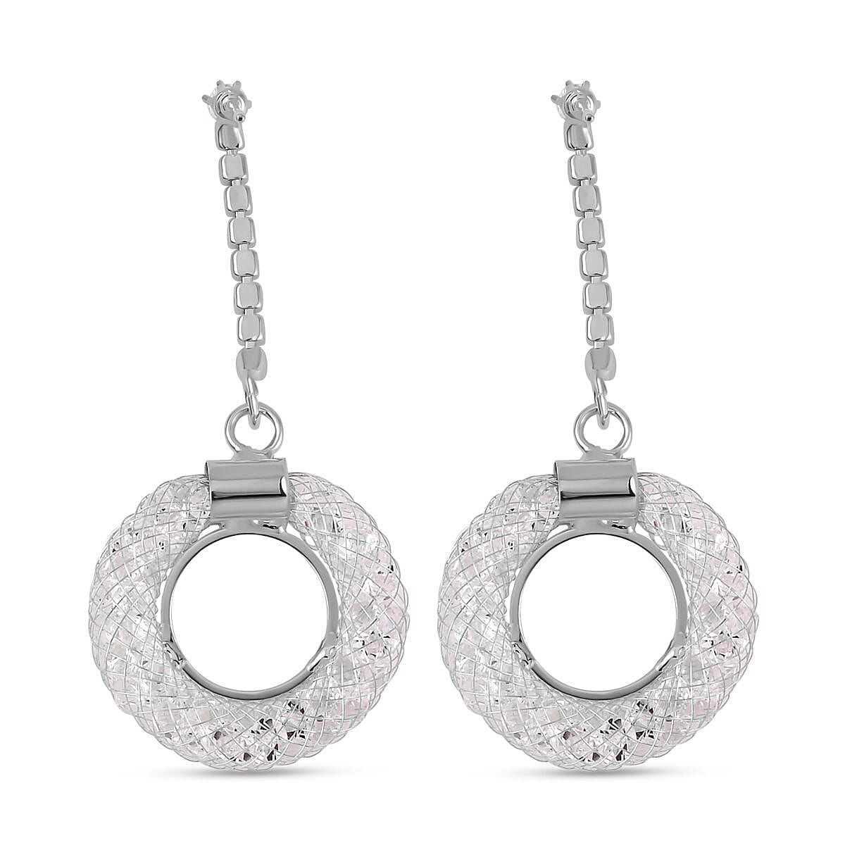 White Austrian Crystal Circle Dangle Earrings