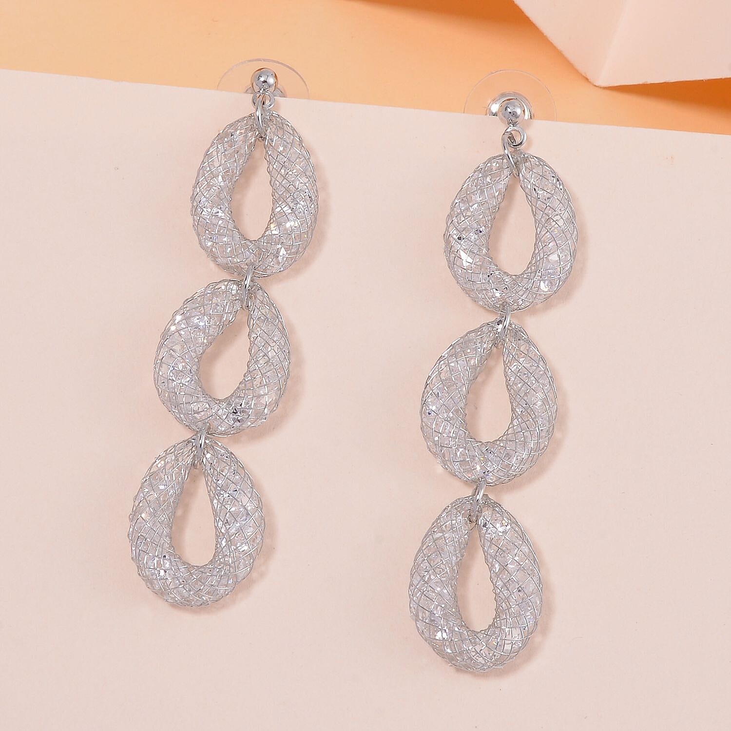 White Crystal Earring Pure White Brass 0.01 ct 0.010 Ct.
