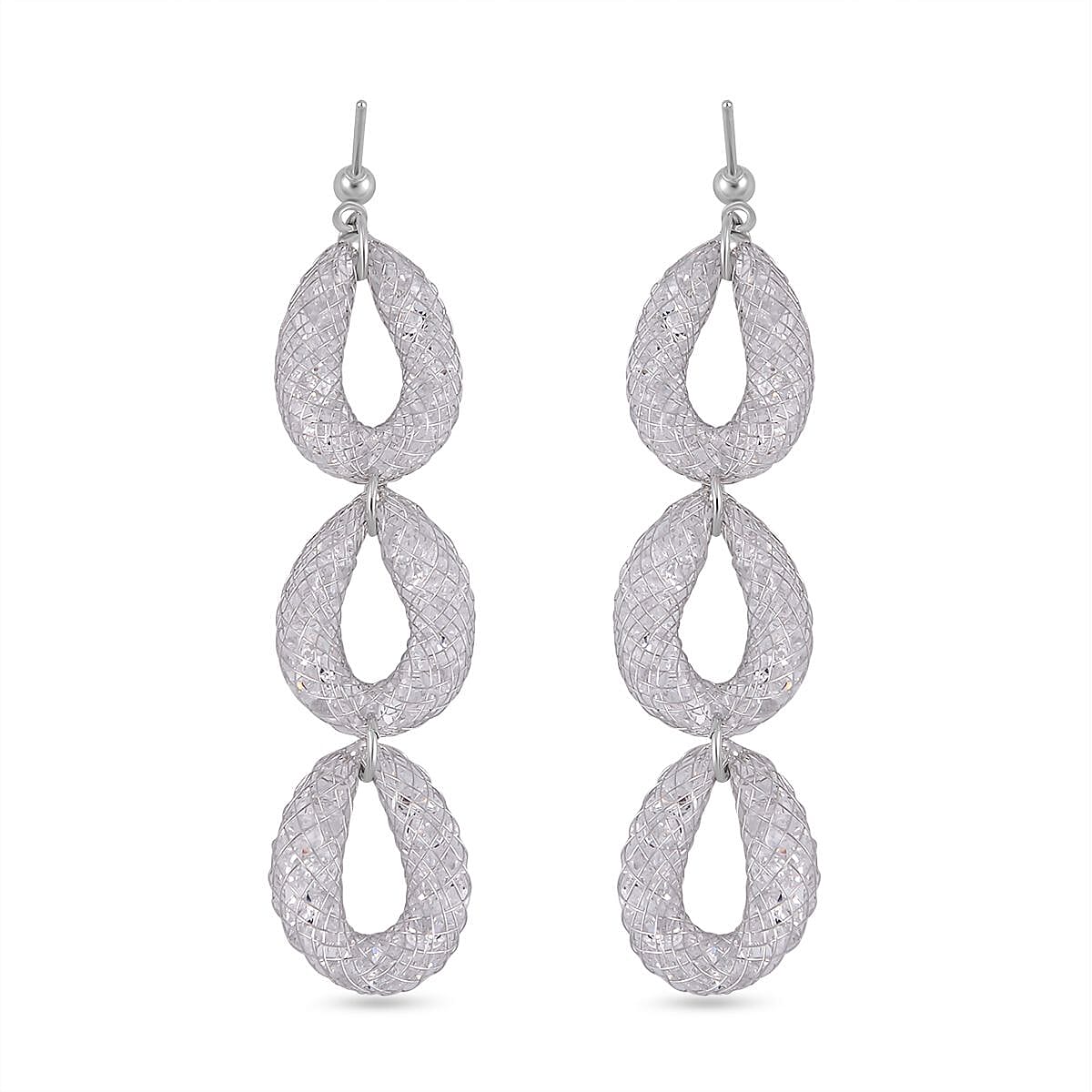 White Crystal Earring Pure White Brass 0.01 ct 0.010 Ct.