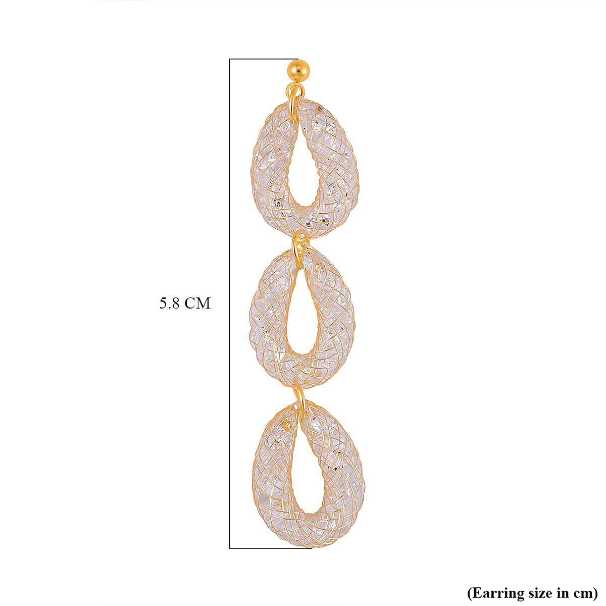 White Austrian Crystal Drop Earrings in Gold Tone