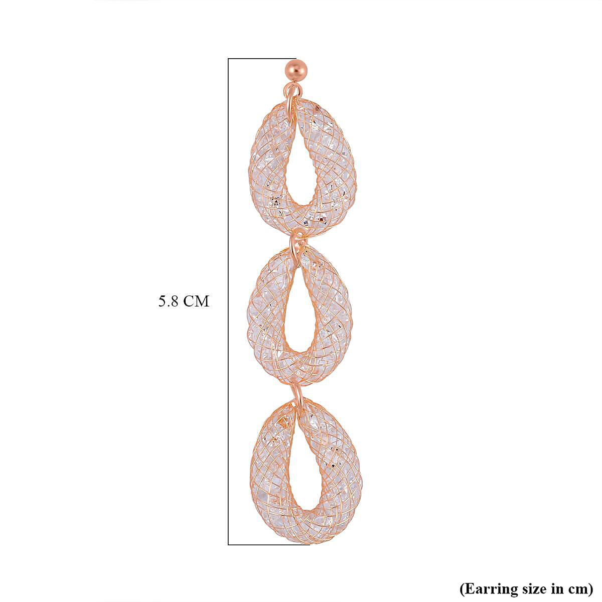 White Austrian Crystal Drop Earrings in Rose Gold Tone