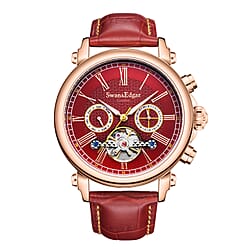 Limited Edition Swan & Edgar Hand Assembled Scholar Automatic Movement White Dial Water Resistant Watch With Black Leather Strap