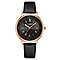 Swan & Edgar Ladies Oyster Diamond Swiss Quartz Movement Chapter Ring Black Dial Rose Gold Bezel 3ATM Water Resistant Watch With Black Leather Bracelet