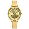 Swan & Edgar Ladies Oyster Diamond Swiss Quartz Movement Chapter Ring Gold Dial 3ATM Water Resistant Watch With Yellow Gold Leather Bracelet