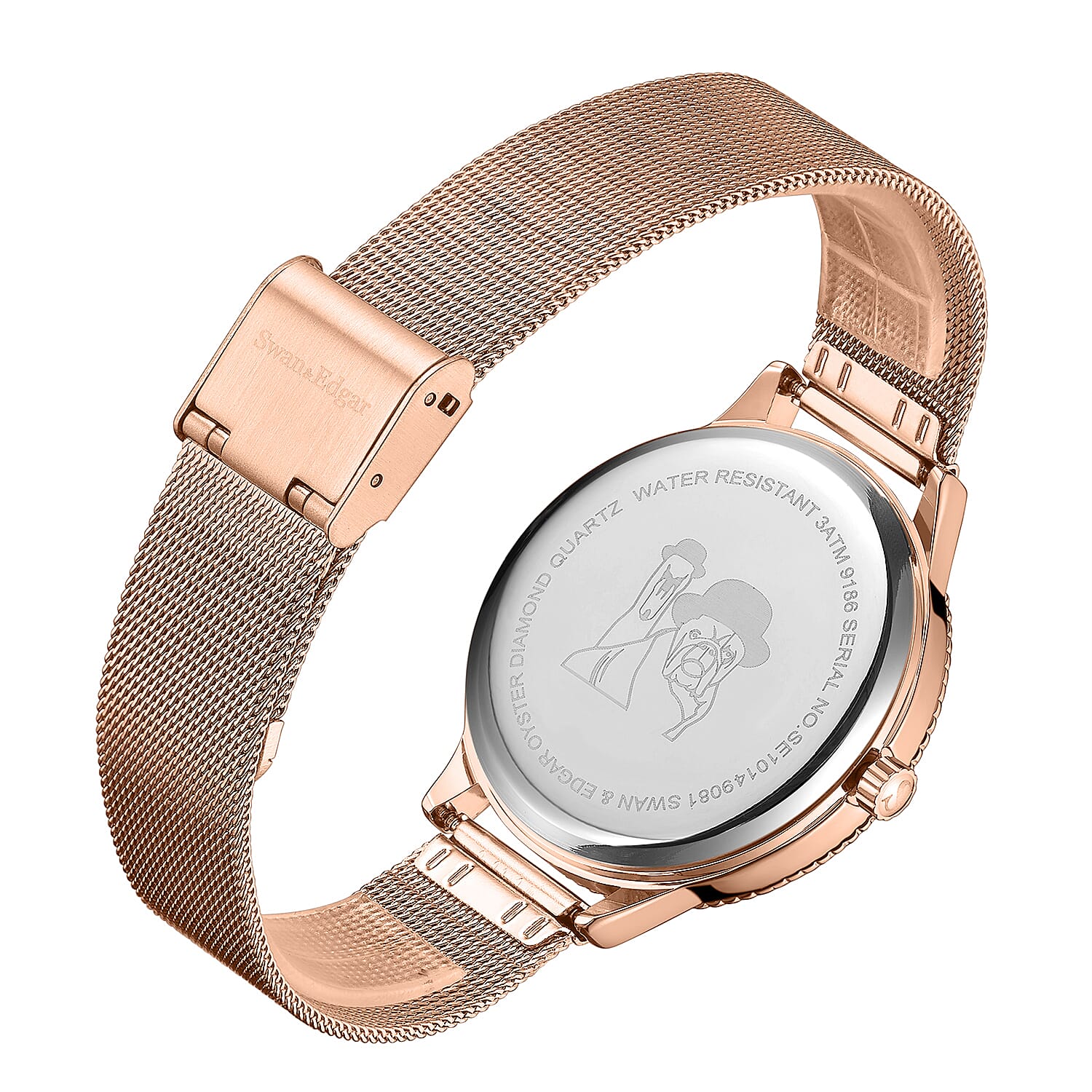 Swan & Edgar Ladies Bliss Diamond Swiss Quartz Movement White Dial 3ATM Water Resistant Watch With Rose Gold Stainless Steel Bracelet.