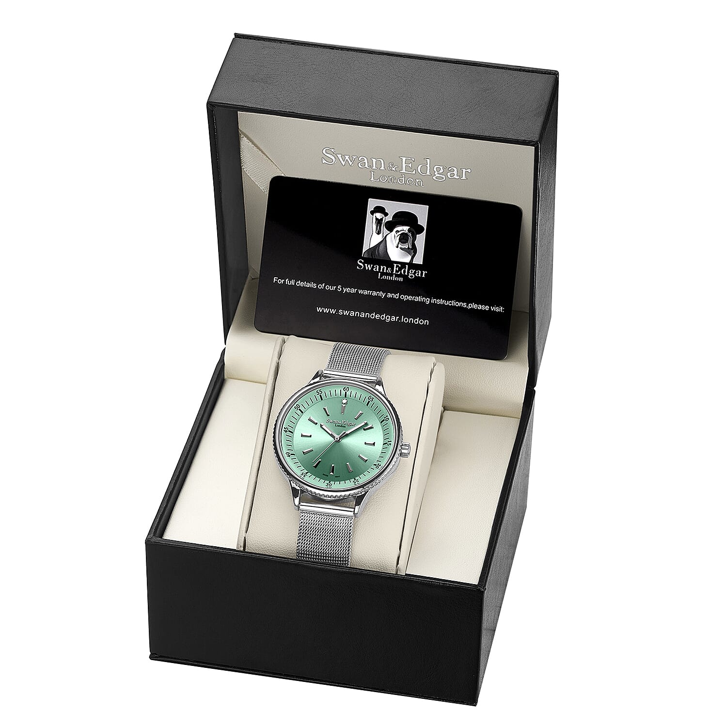 Swan & Edgar Ladies Bliss Diamond Swiss Quartz Movement Teal Dial 3ATM Water Resistant Watch With Silver Stainless Steel Bracelet