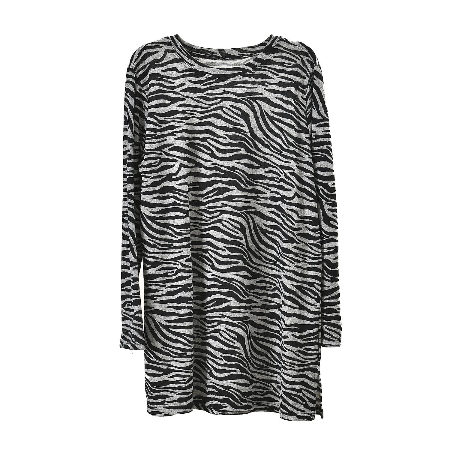 Closeout Deal Zebra Stripe Pattern Jersey Top (One Size) - Black - Grey Closeout Deal Zebra Stripe Pattern Jersey Top (One Size) - Black - Grey