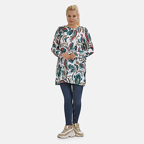 Closeout Deal Zebra Art Pattern Jersey Top (One Size) - White & Green