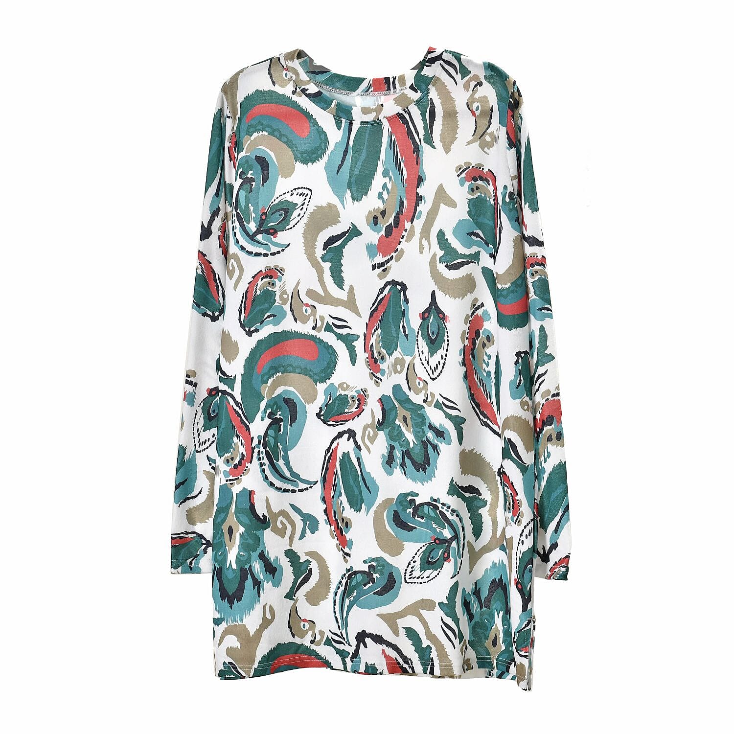 Closeout Deal Zebra Art Pattern Jersey Top (One Size) - White & Green